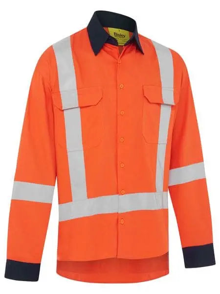 Bisley X Taped Hi Vis Cool Lightweight Cotton Drill Shirt BS6248XT Bisley Workwear